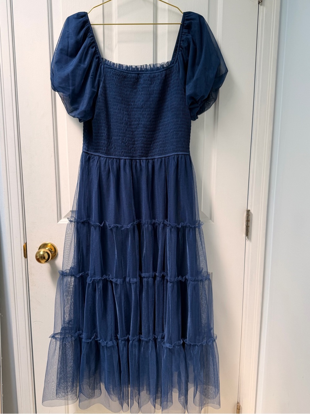 L Pretty Garden Navy Blue Tiered Tulle Dress - Picture 3 of 4